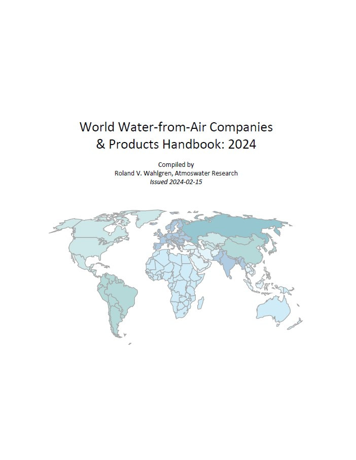 Picture of cover for the eBook titled World Water-from-Air Companies & Products Handbook: 2024